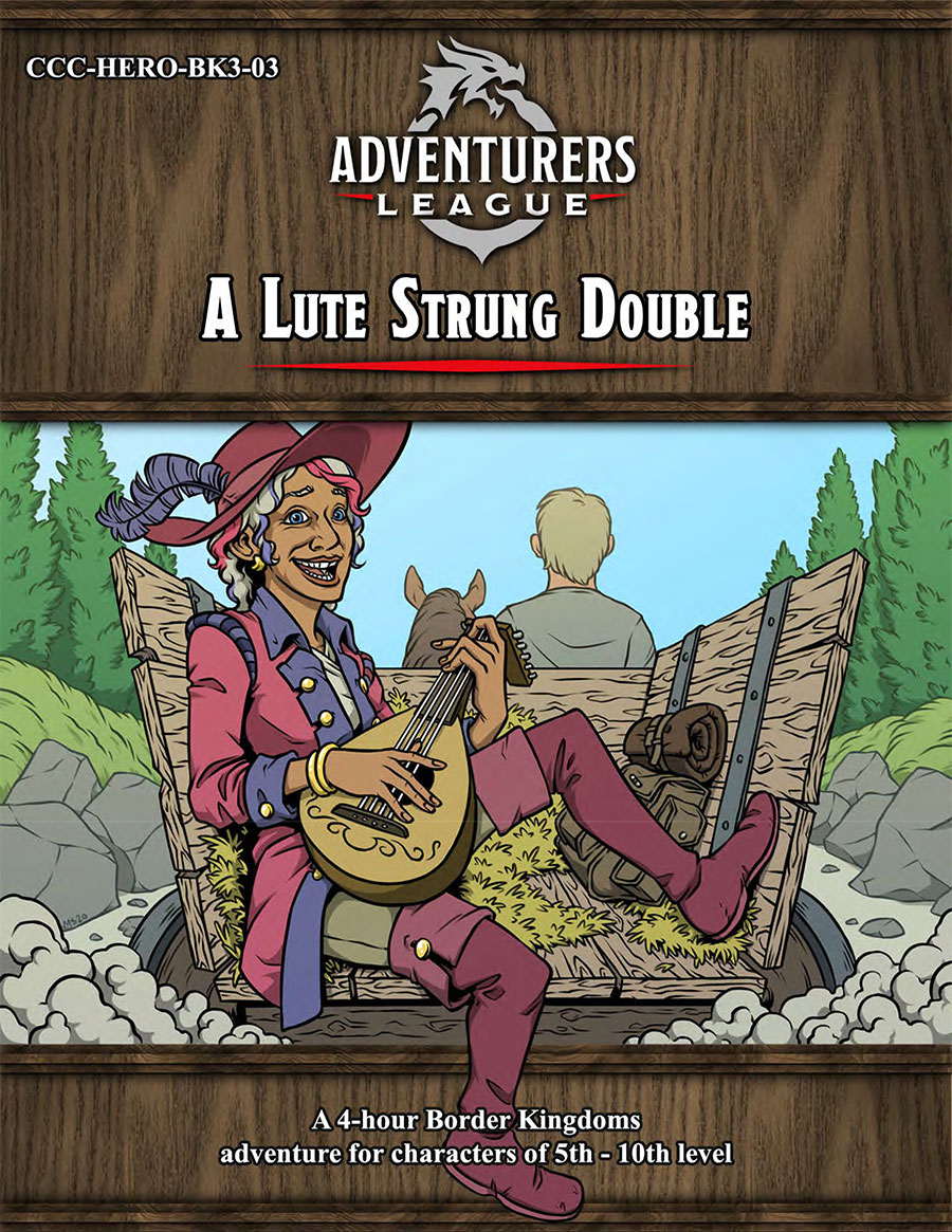 cover art featuring a bard with a lute in the back of a cart